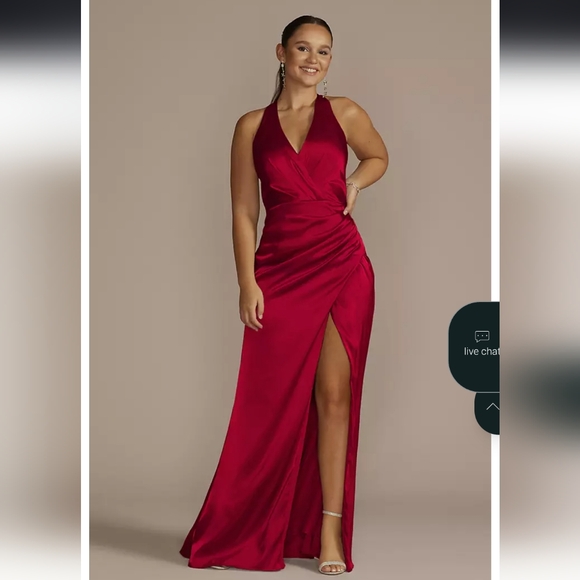 David's Bridal Apple Red Halter Dress - Picture 1 of 7
